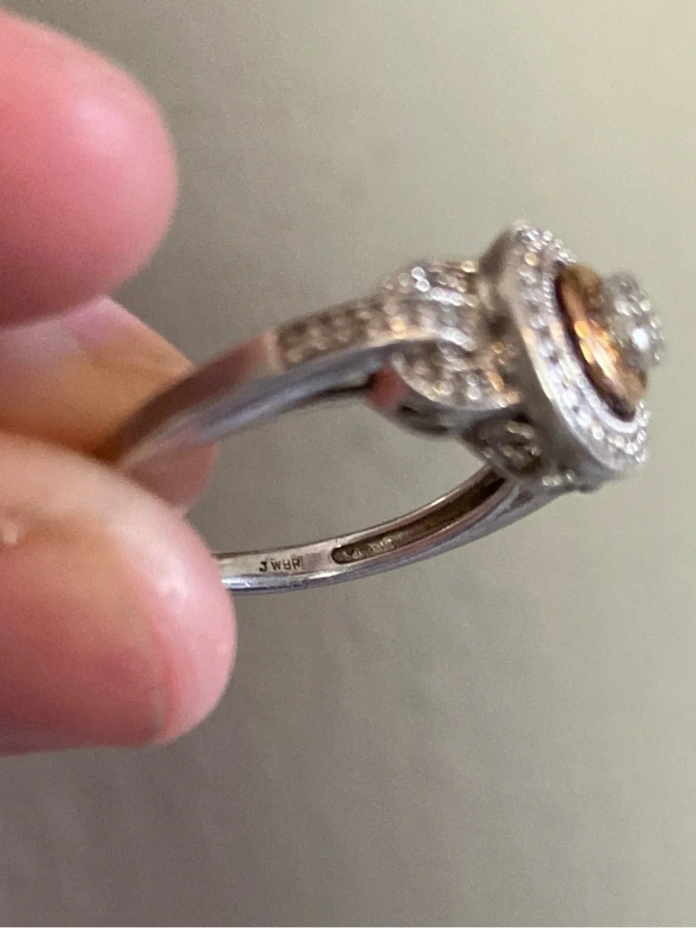 Gorgeous Sterling Silver Two-Tone Halo Diamond Ring